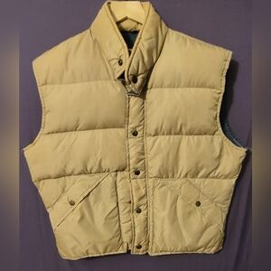 Men's Vintage Tan Natural High Down Puffer Vest. Size M